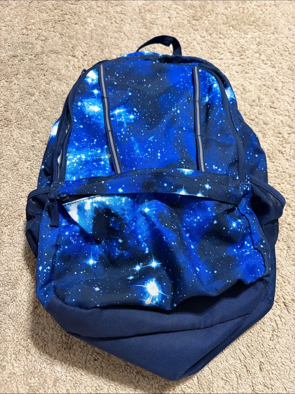 Lands End Galaxy Blue Print Backpack /Matching Lunch Bag